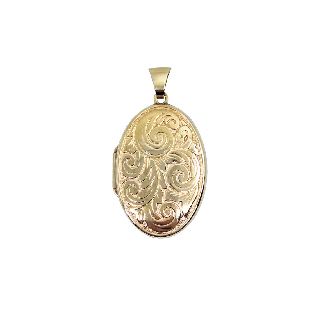 9ct Yellow Gold Oval Patterned Locket