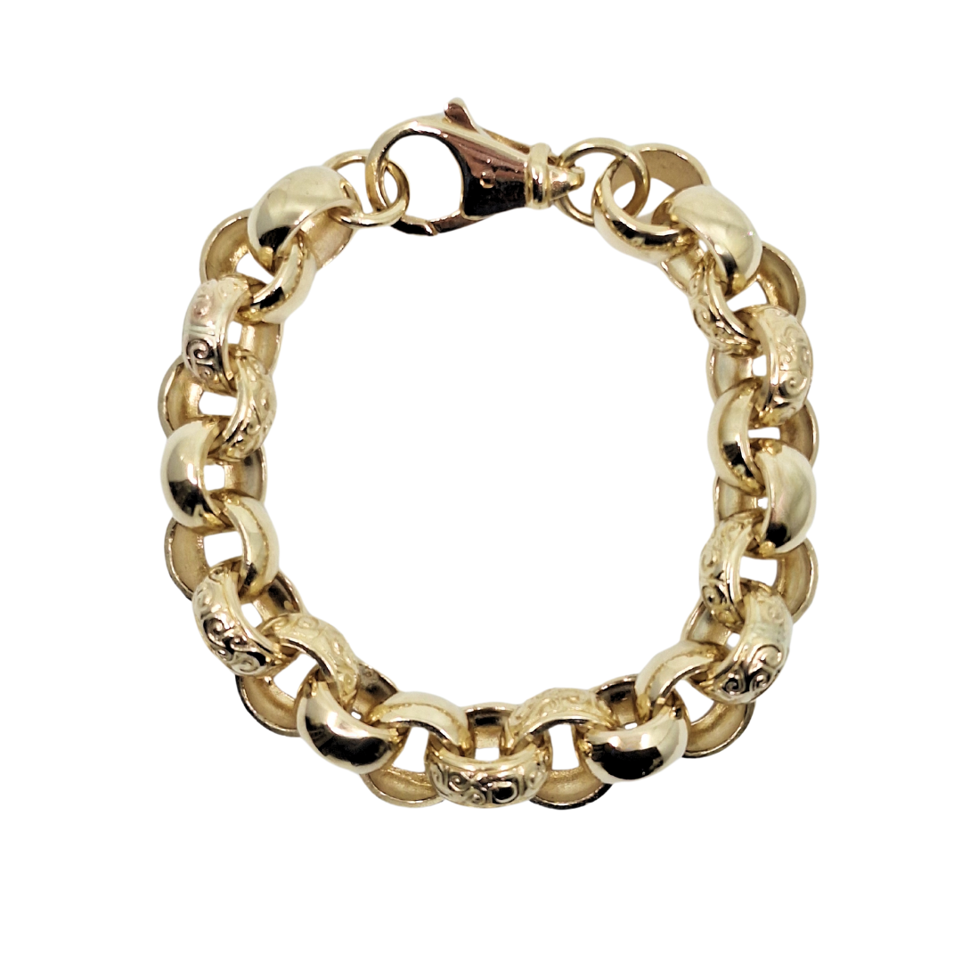 9ct Gold 20cm Solid Belcher Bracelet With Diamond Set Padlock | Angus &  Coote