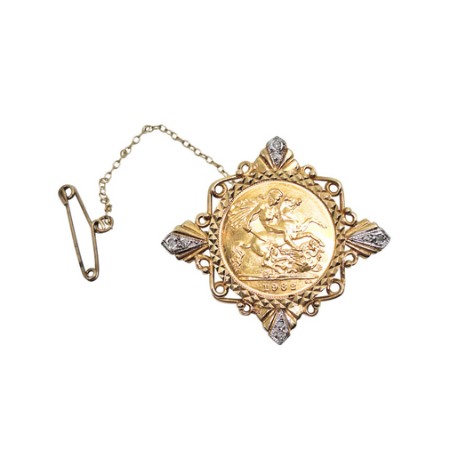 Half Sovereign & 9ct Gold Brooch