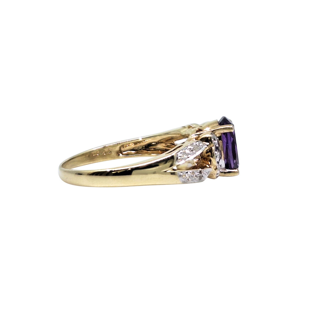 9ct Gold Amethyst & Diamond Dress Ring