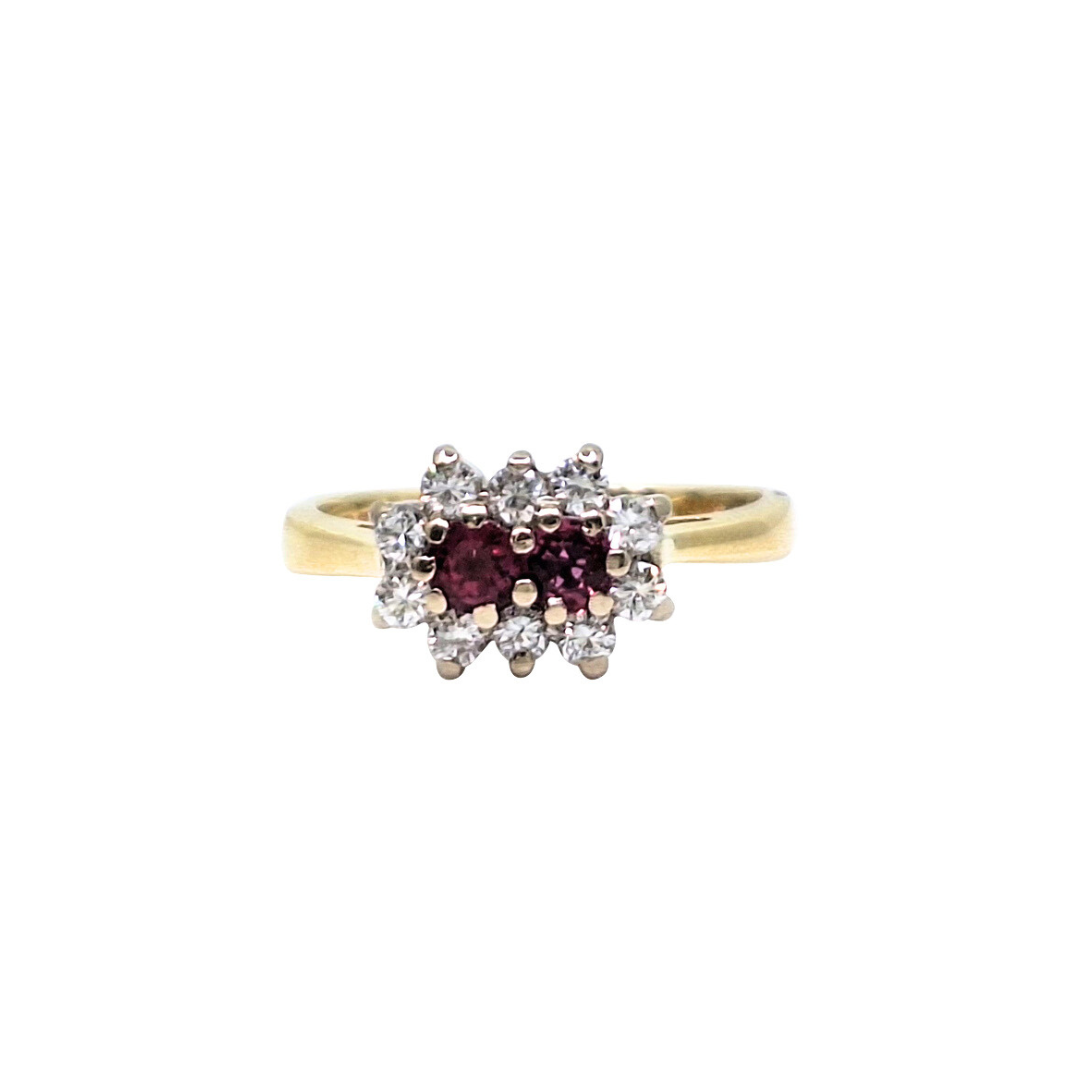 18ct Gold Ruby & Diamond Cluster Ring