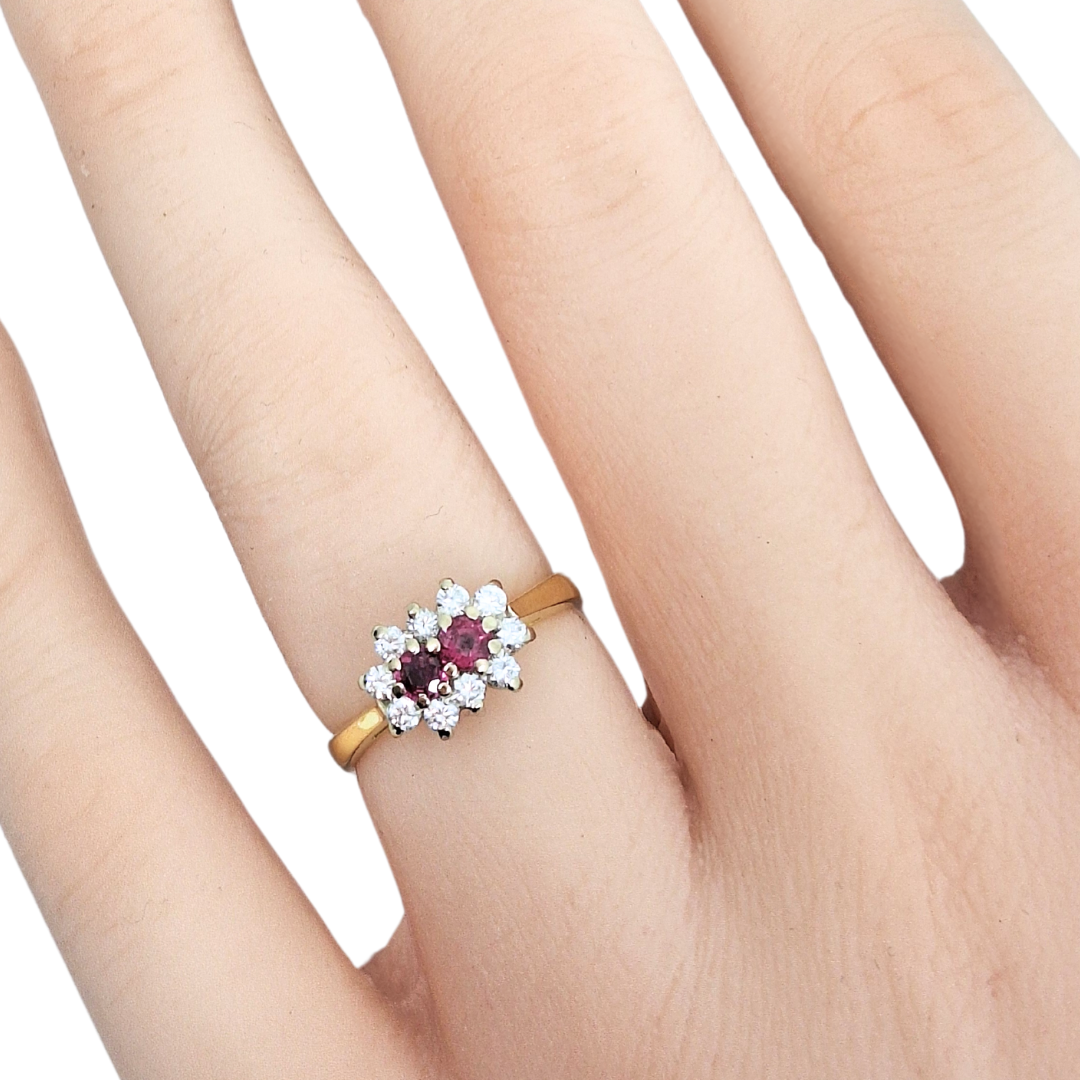 18ct Gold Ruby & Diamond Cluster Ring