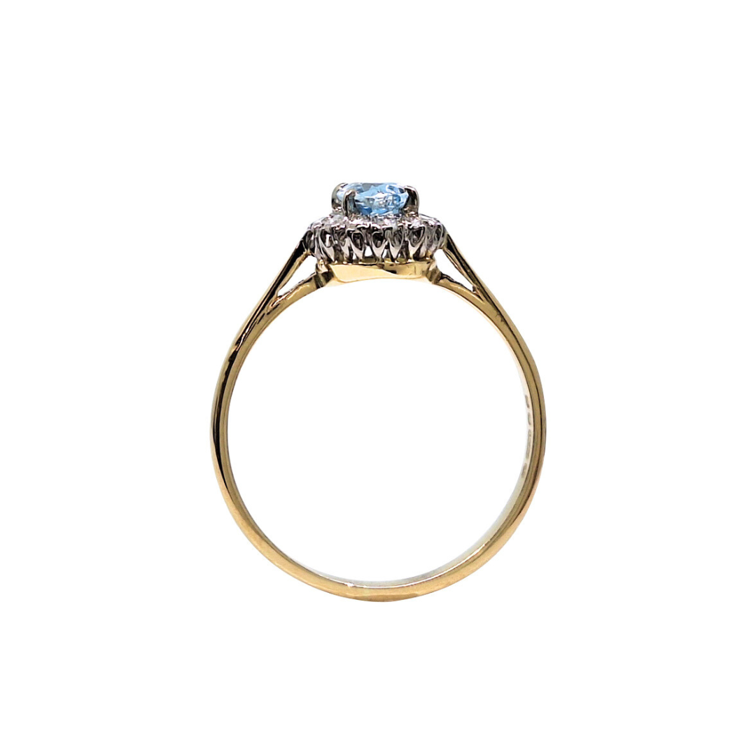 18ct Gold Aquamarine & Diamond Cluster Ring