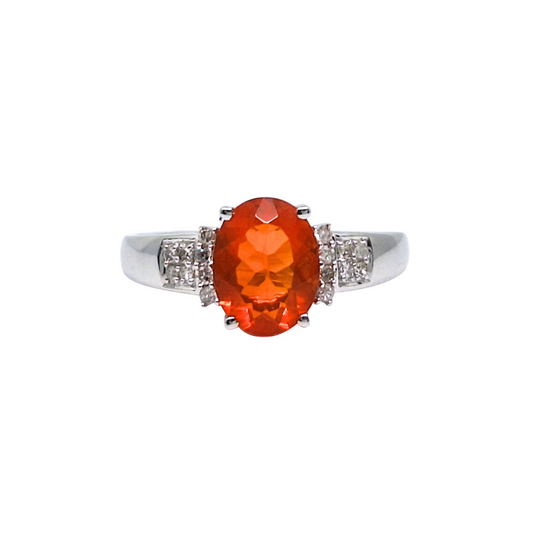 18ct Fire Opal & Diamond Ring