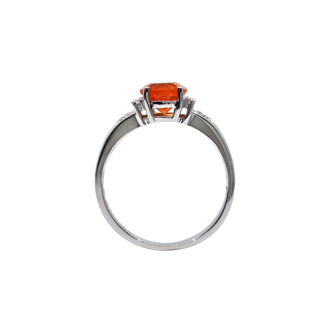 18ct White Gold Fire Opal & Diamond Ring