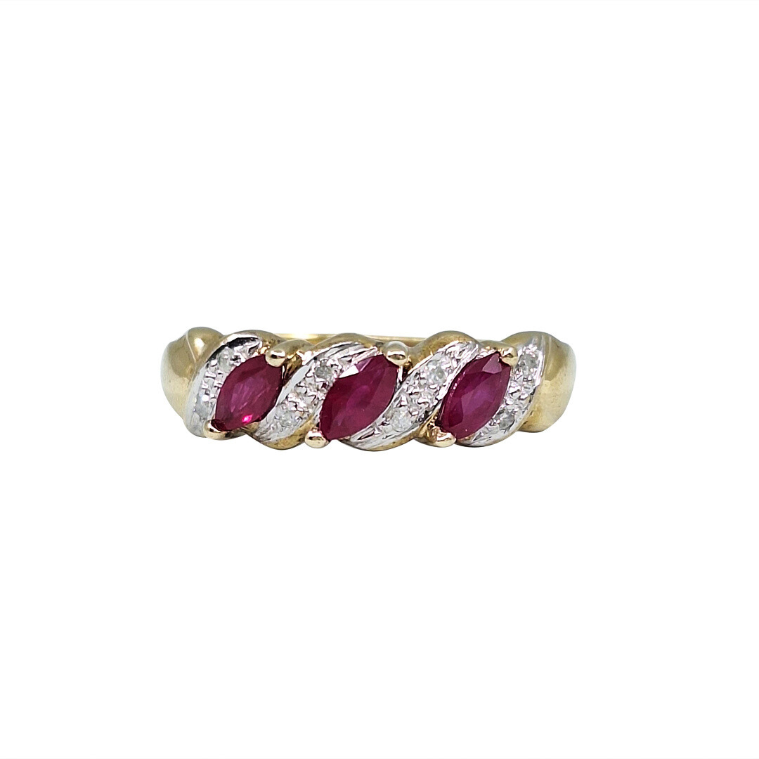 9ct Yellow Gold Ruby & Diamond Ring