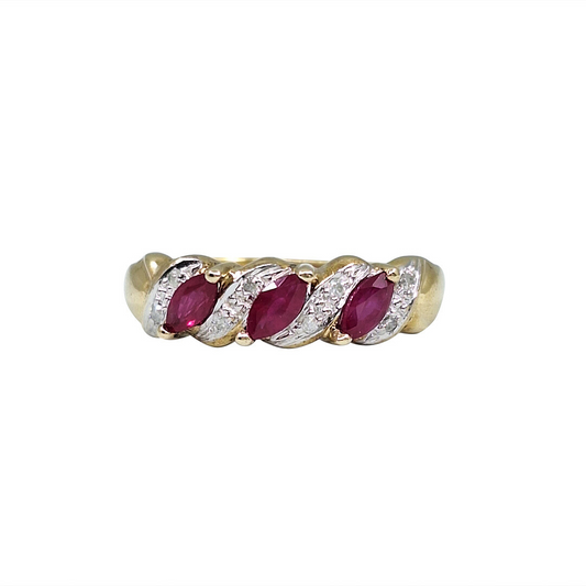 9ct Yellow Gold Ruby & Diamond Ring