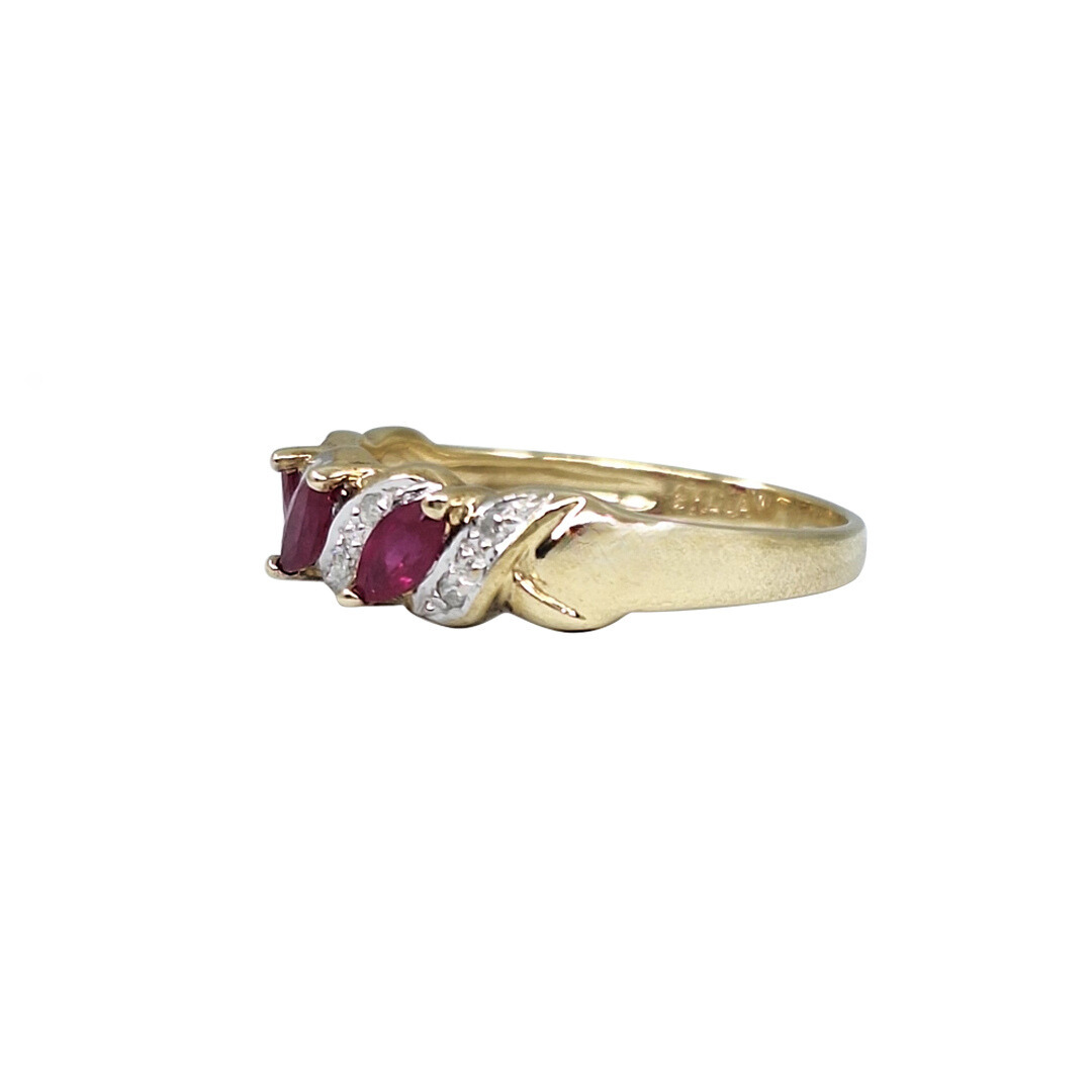 9ct Yellow Gold Ruby & Diamond Ring