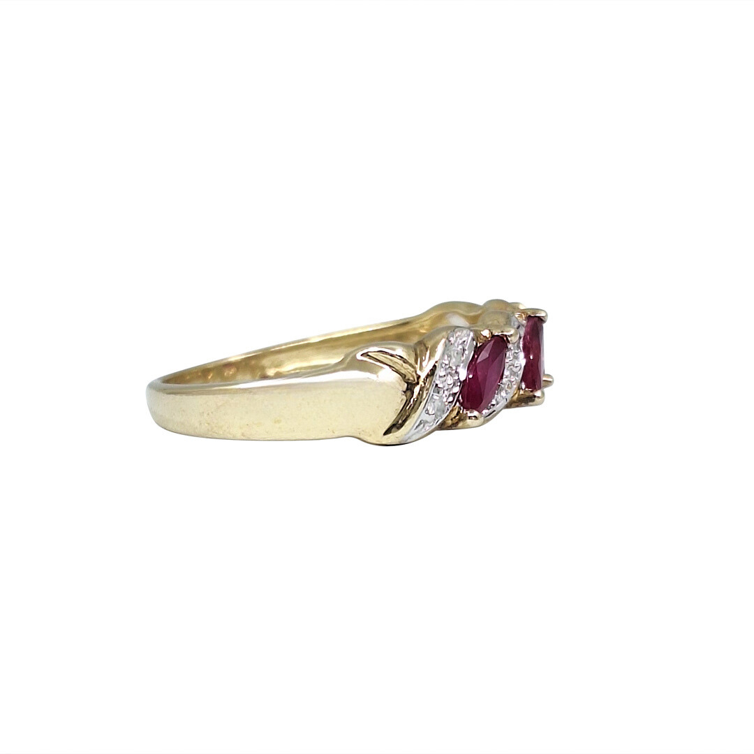 9ct Yellow Gold Ruby & Diamond Ring