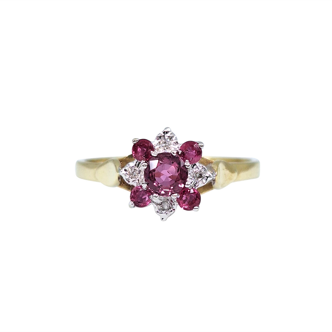 9ct Yellow Gold Ruby & Diamond Ring