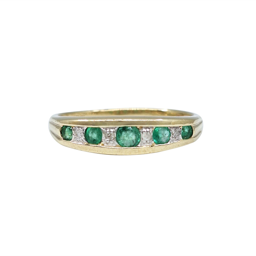 9ct Yellow Gold Emerald & Diamond Eternity Ring