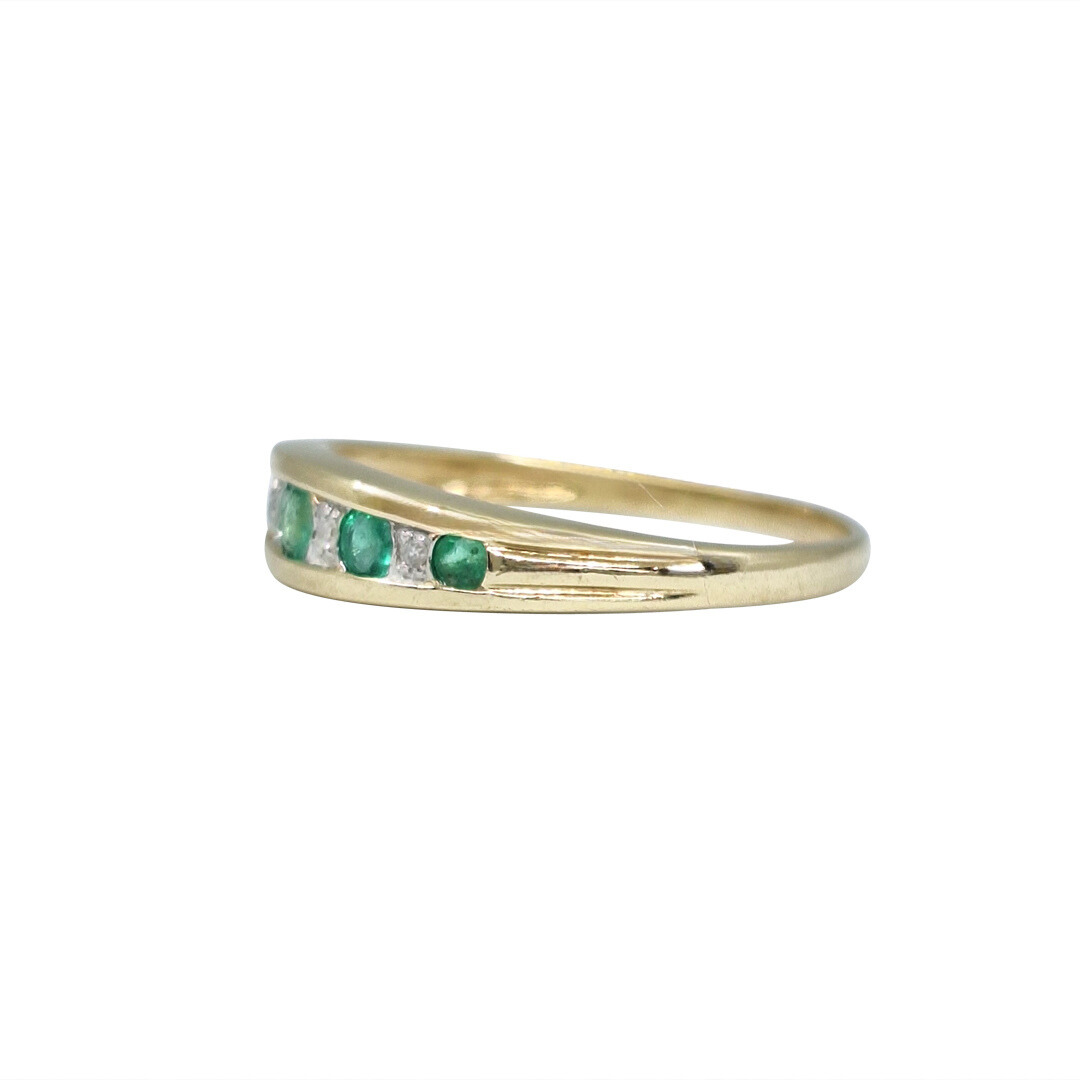 9ct Yellow Gold Emerald & Diamond Eternity Ring