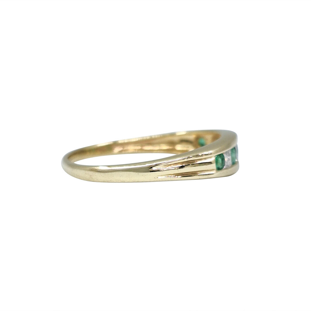 9ct Yellow Gold Emerald & Diamond Eternity Ring