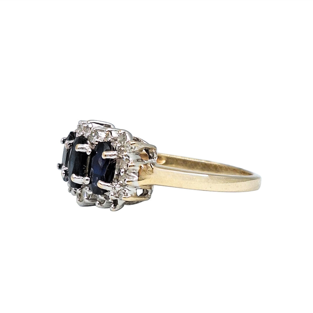 9ct Yellow Gold Sapphire & Diamond Ring