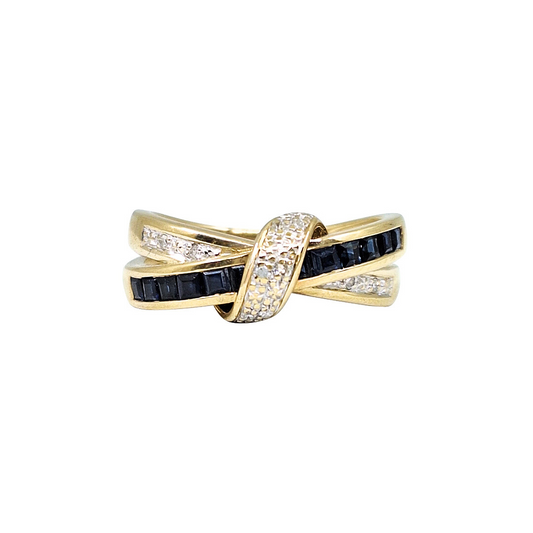 9ct Yellow Gold Sapphire & Diamond ring