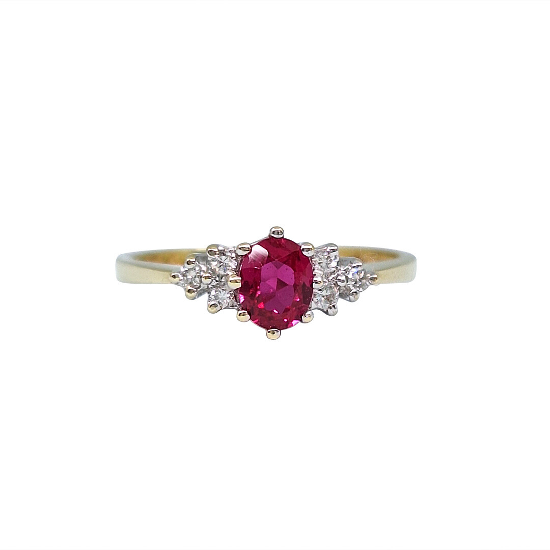 9ct Yellow Gold Ruby & Diamond Ring