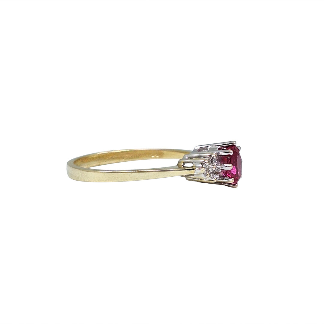 9ct Yellow Gold Ruby & Diamond Ring