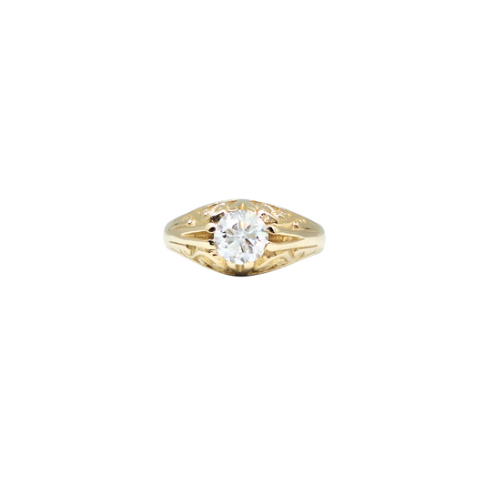 9ct Yellow Gold Gents Diamond Solitaire Signet Ring