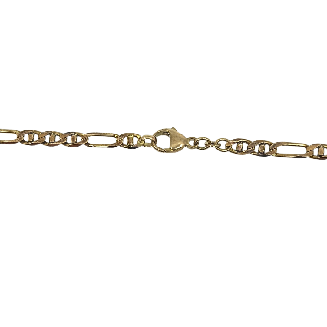 9ct Yellow Gold Half Sovereign 1905 & Figaro Chain 20"