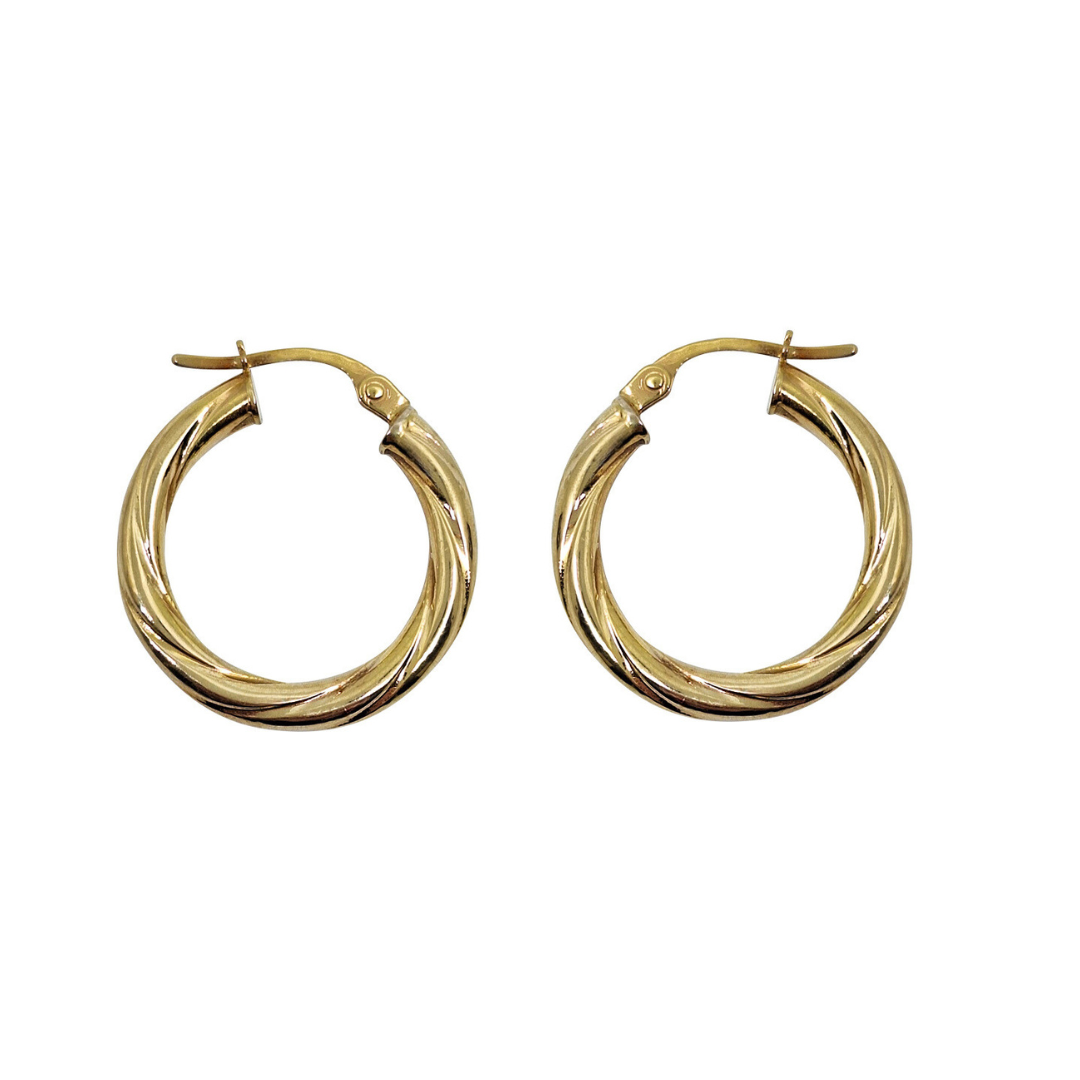 9ct Yellow Gold Twist Hoop Earrings