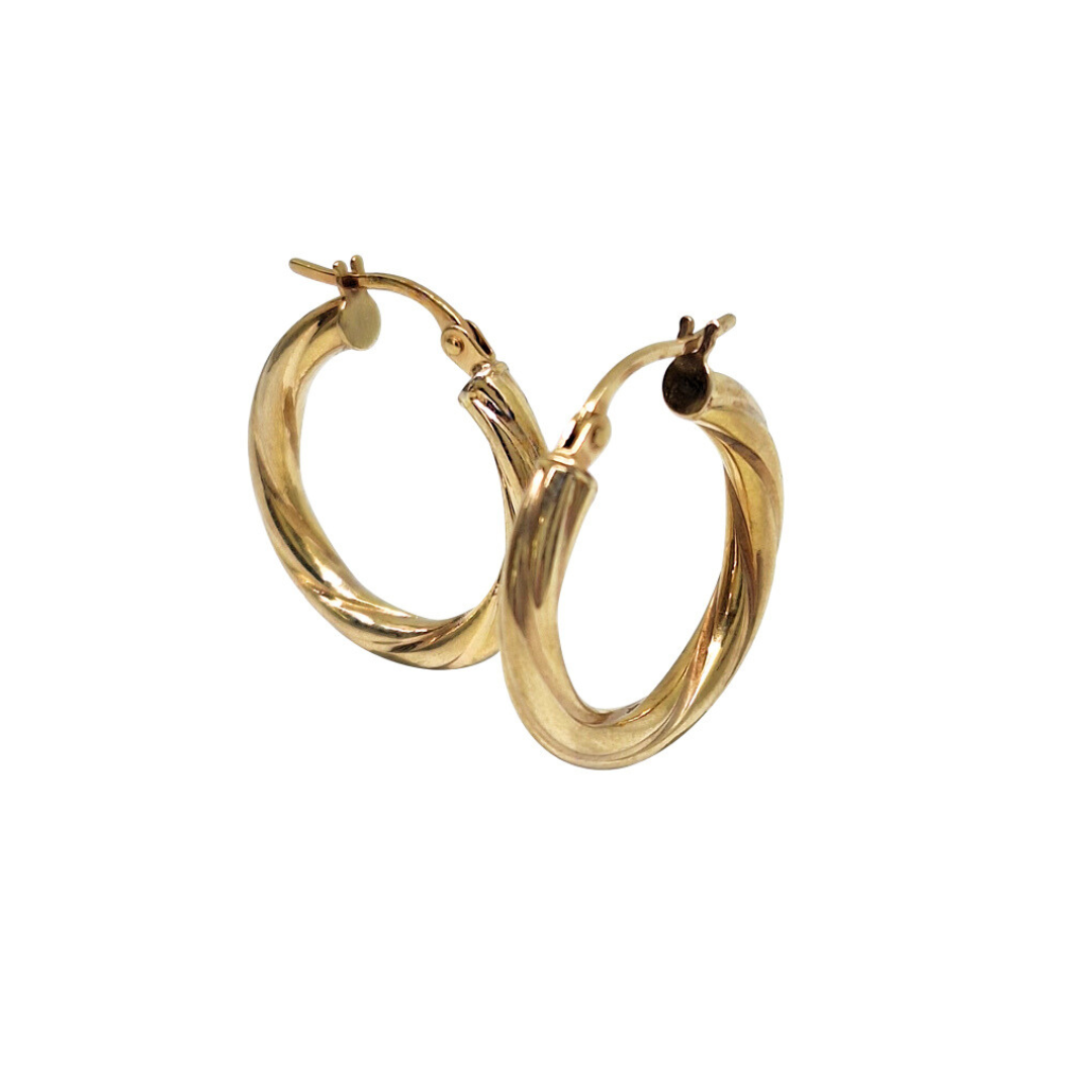 9ct Yellow Gold Twist Hoop Earrings