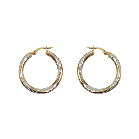 9ct Yellow & White Gold Twist Hoops