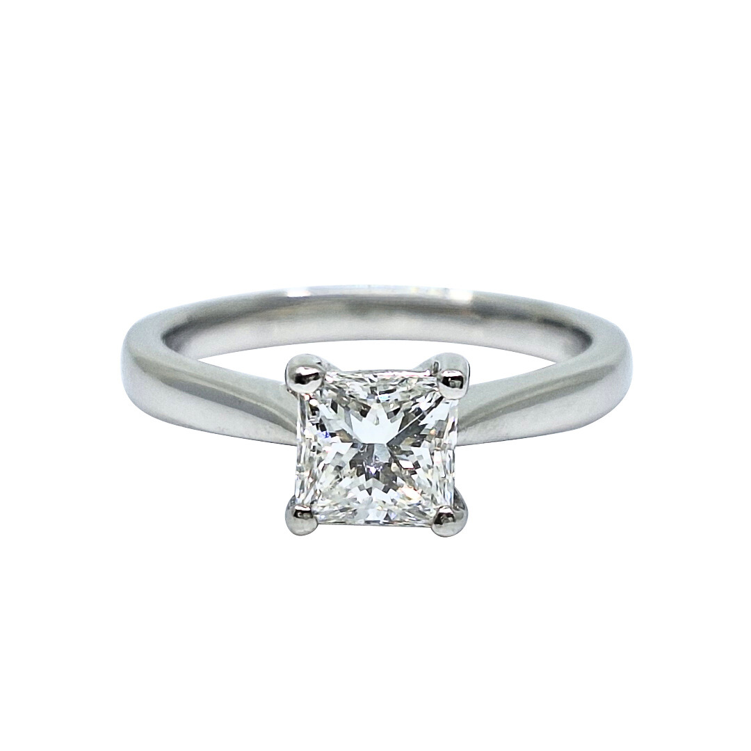 Platinum Certificated Princess Cut Solitaire Ring