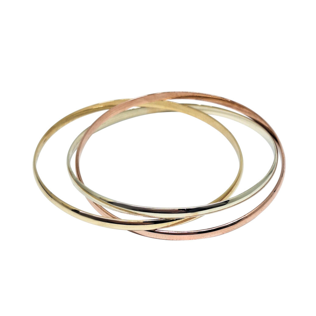 9ct Three Coloured Gold Bangle