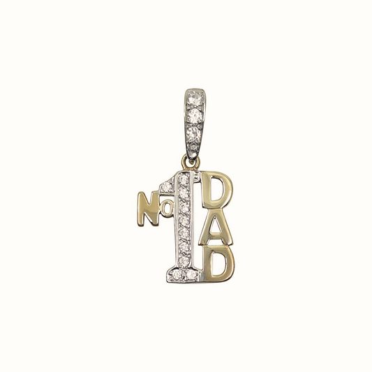 9ct Yellow Gold CZ Dad Pendant