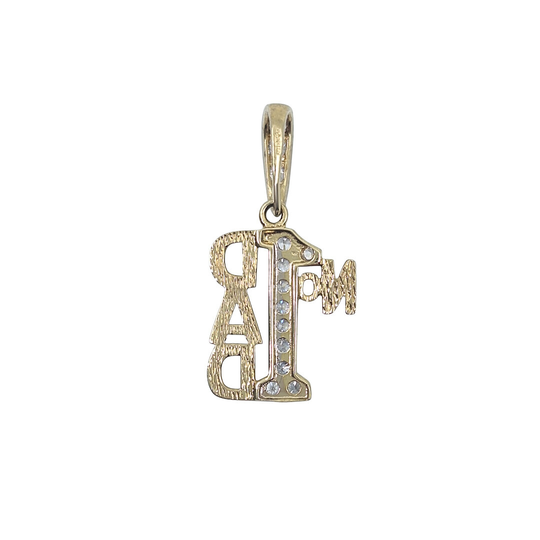9ct Yellow Gold CZ Dad Pendant