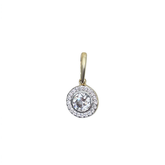 9ct Yellow Gold CZ Halo Pendant