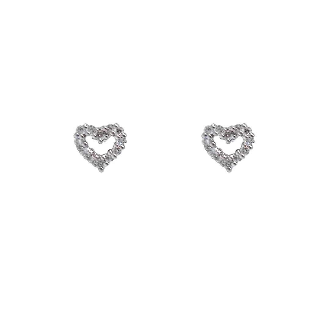 18ct White Gold Diamond Heart Earrings