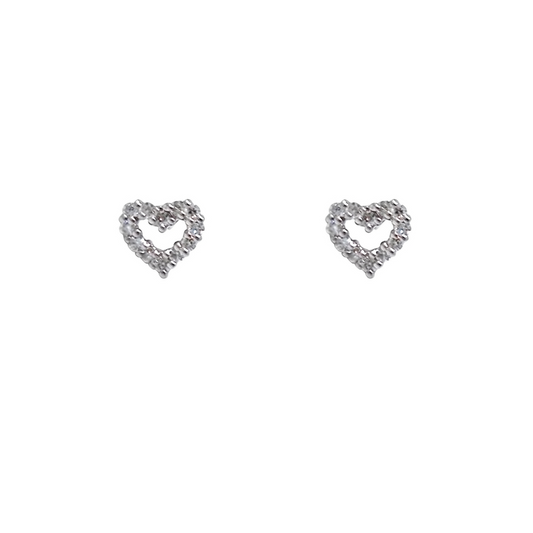 18ct White Gold Diamond Heart Earrings