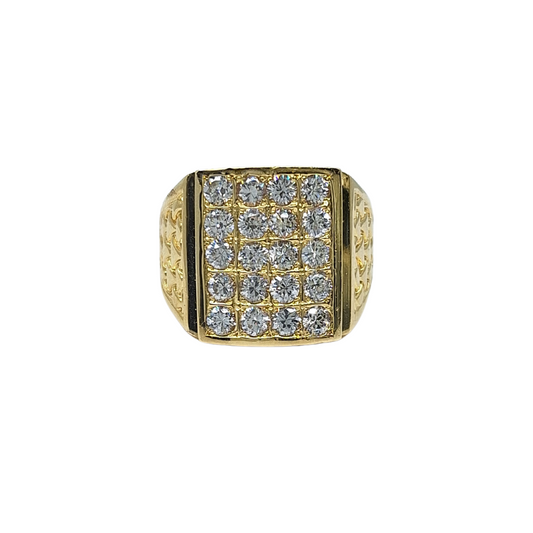 9ct Yellow Gold Gents Cubic Zirconia Ring