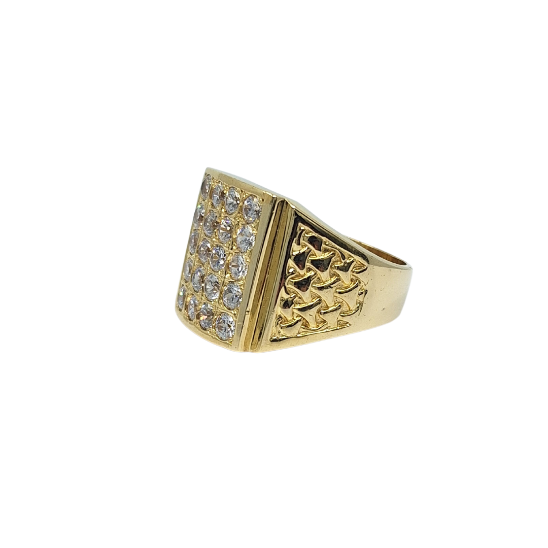 9ct Yellow Gold Gents Cubic Zirconia Ring