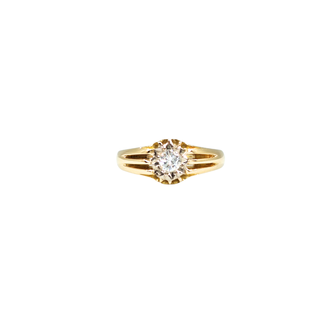 18ct Yellow Gold Gents Diamond Solitaire Ring