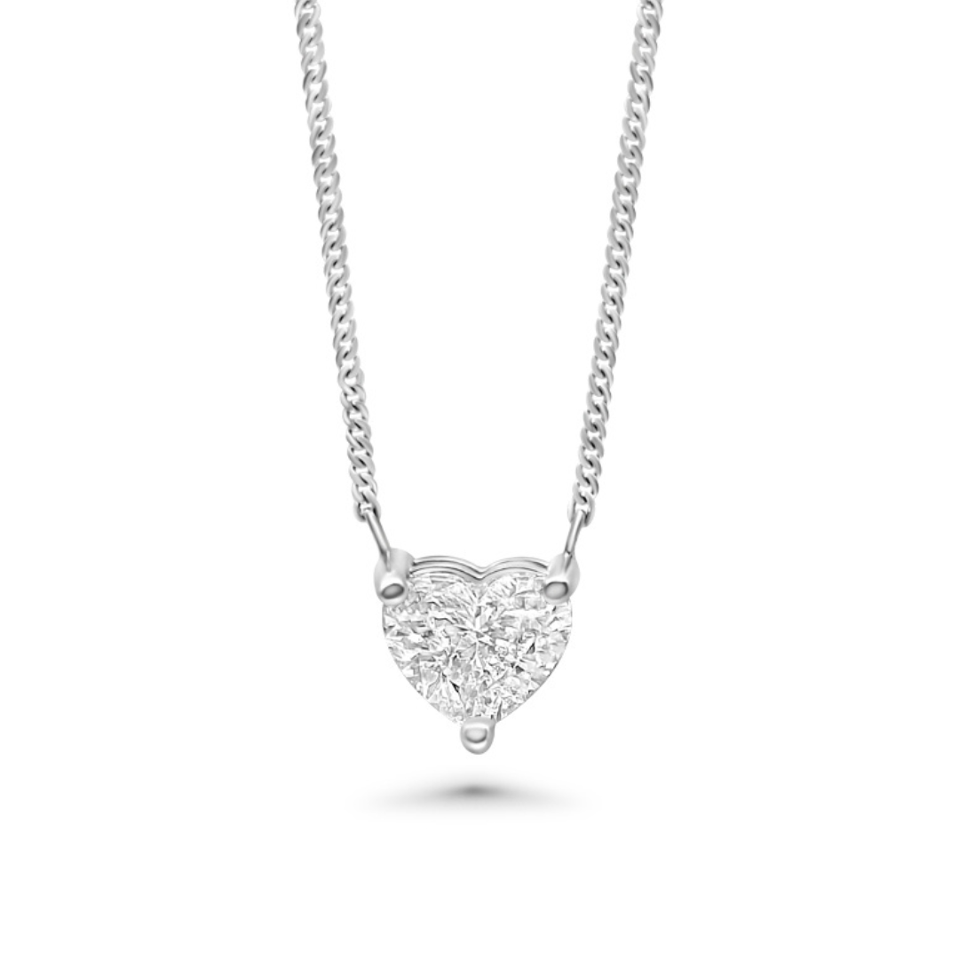 White Gold & Ethical Diamond Solitaire Heart Pendant 1.01ct