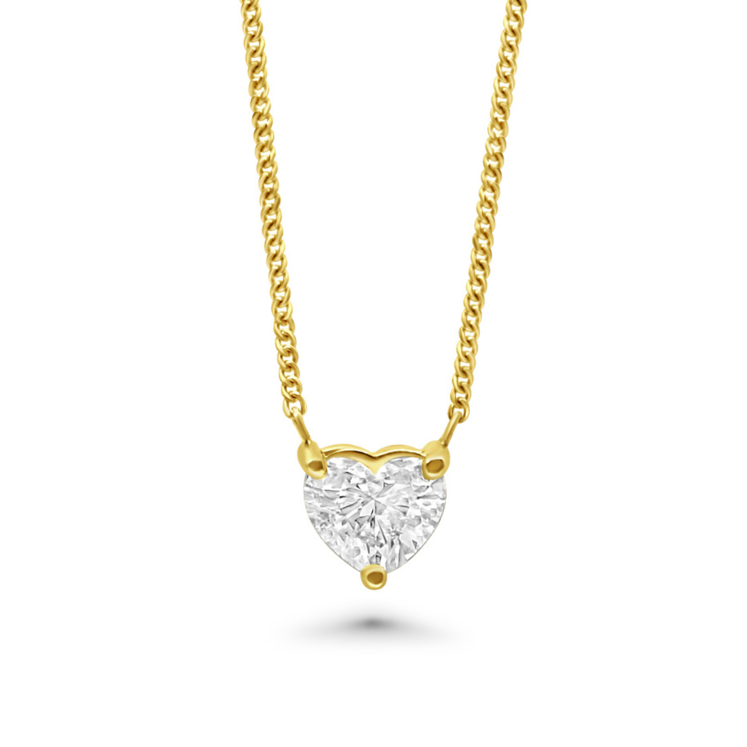 Yellow Gold & Ethical Diamond Solitaire Heart Pendant 1.01ct