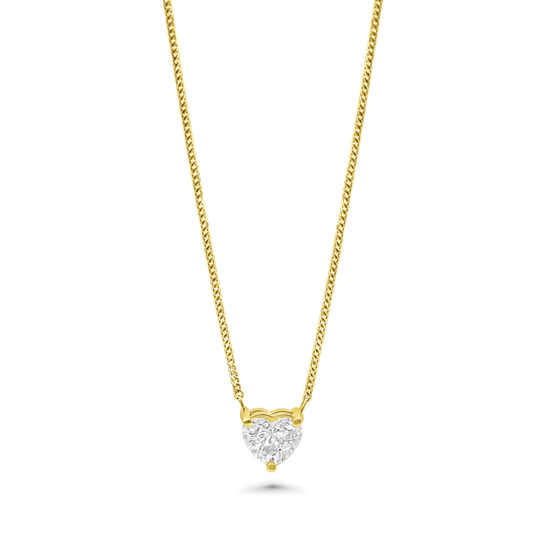 Yellow Gold & Ethical Diamond Solitaire Heart Pendant 1.01ct