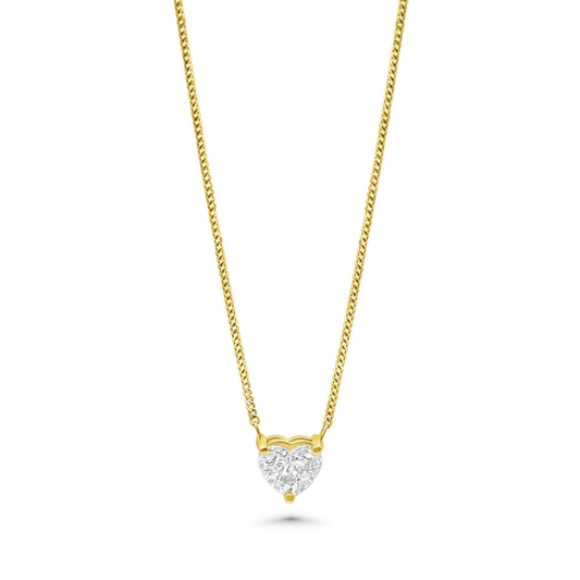 Yellow Gold & Ethical Diamond Solitaire Heart Pendant 1.01ct