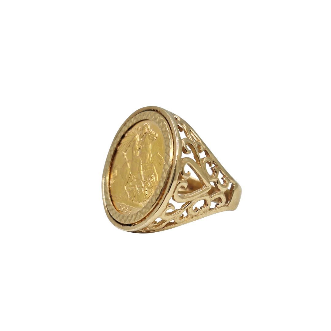 9ct Yellow Gold Full Sovereign Ring