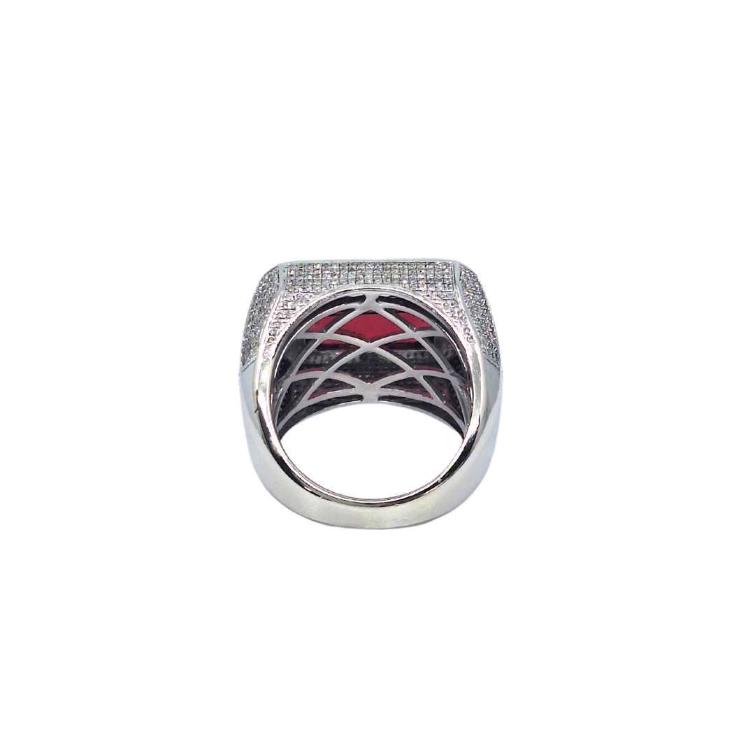 9ct White Gold Diamond Gents Ring