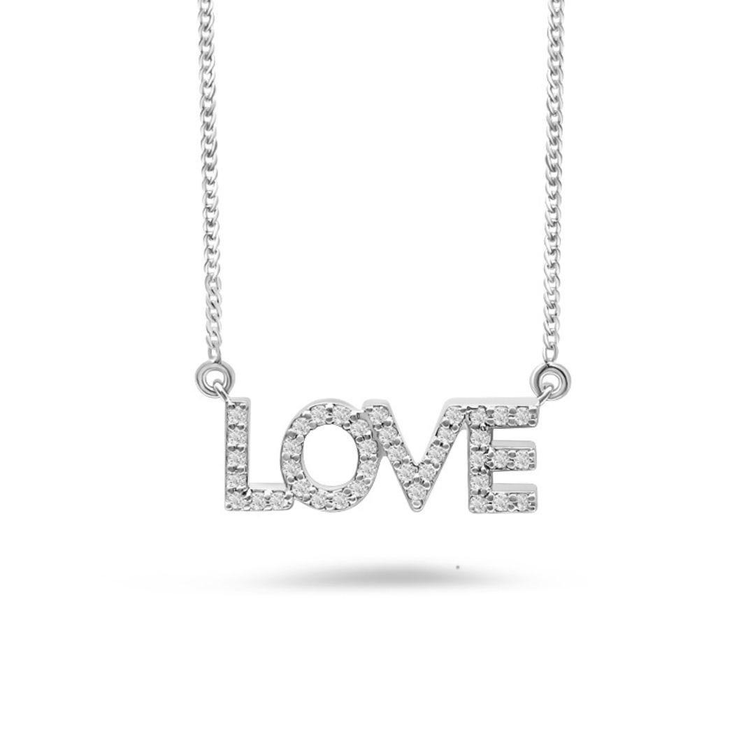 White Gold & Ethical Diamond LOVE Pendant