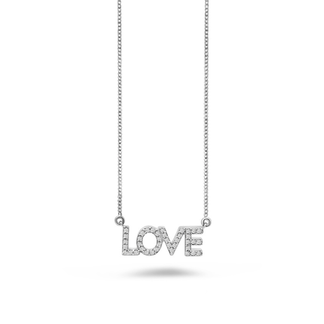 White Gold & Ethical Diamond LOVE Pendant