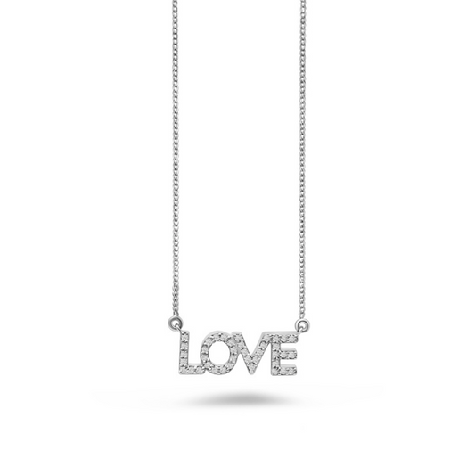 White Gold & Ethical Diamond LOVE Pendant