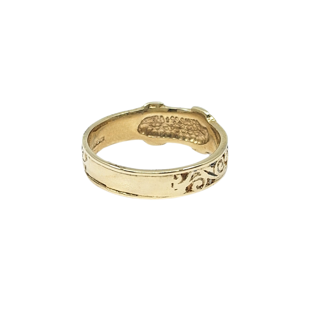 9ct Yellow Gold Engraved Buckle Ring