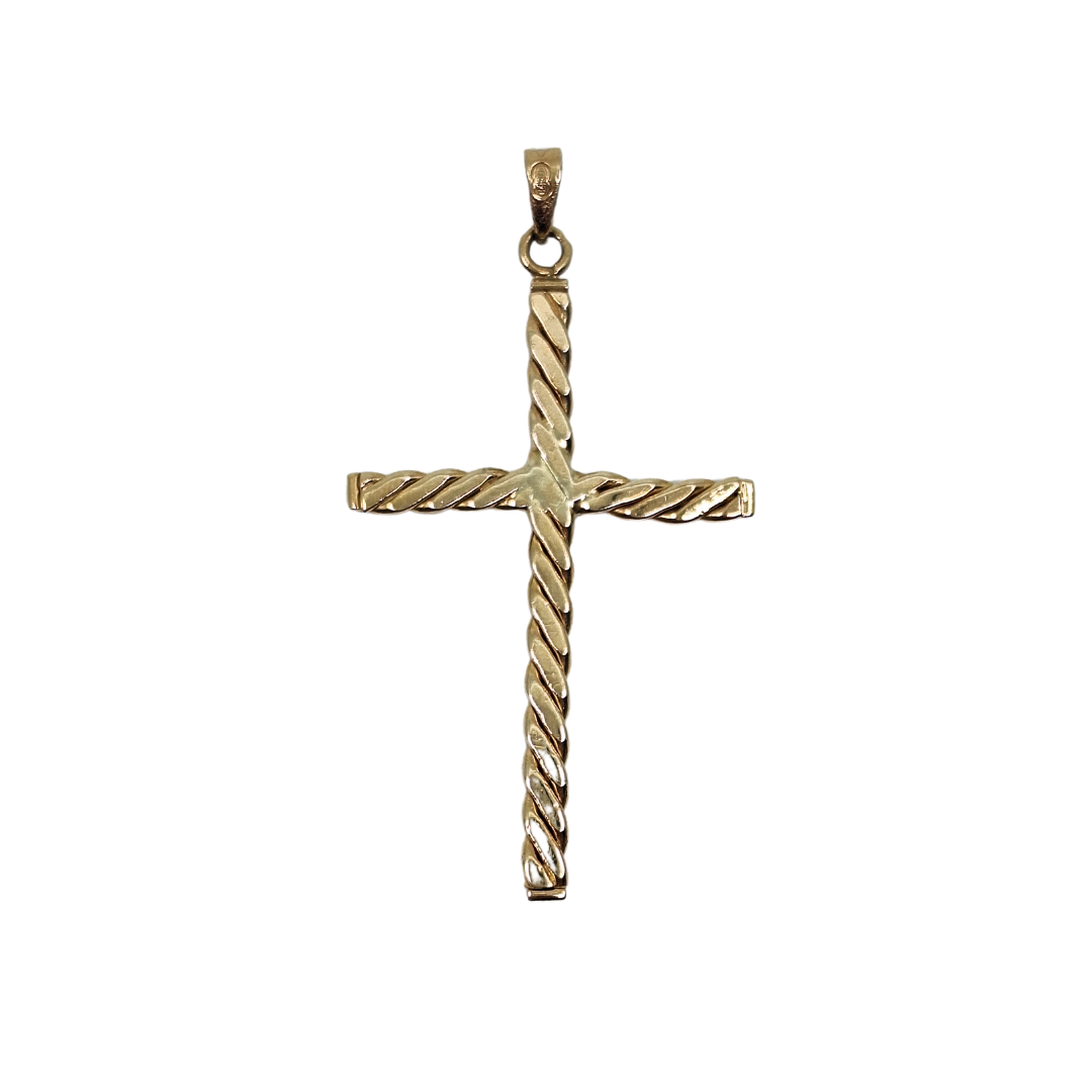 9ct Yellow Gold Twist Cross Pendant
