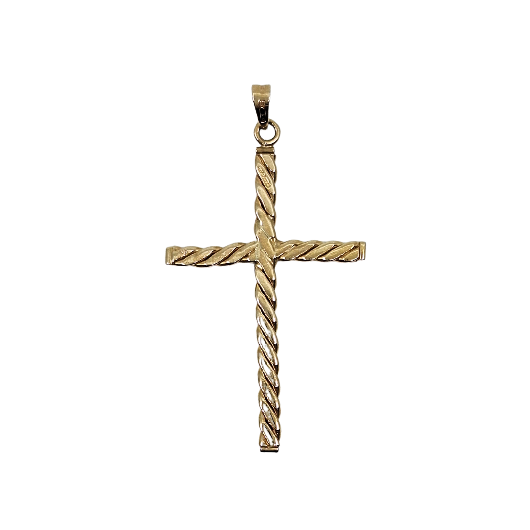 9ct Yellow Gold Twist Cross Pendant