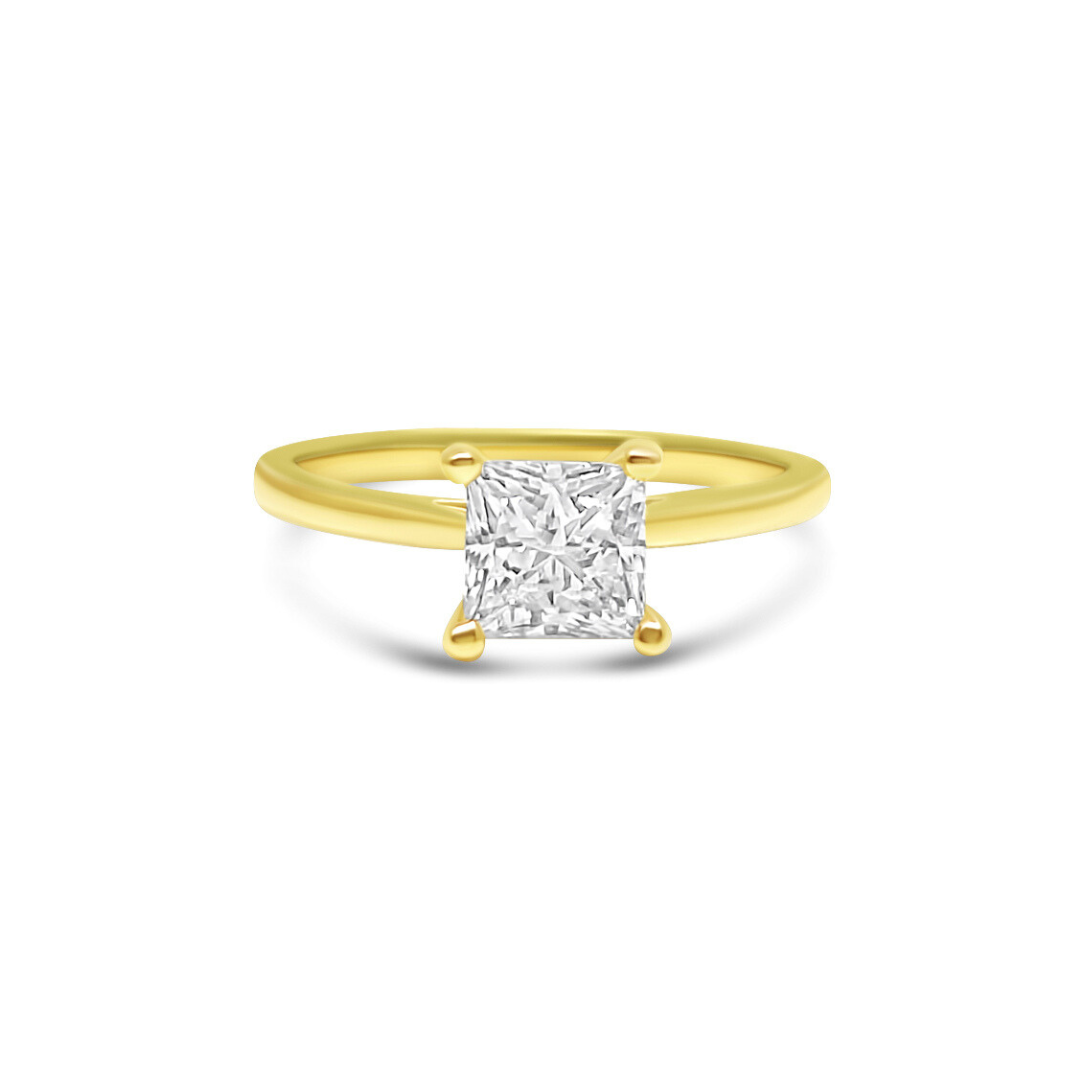 Yellow Gold & Princess Cut Ethical Diamond Ring 1.00ct