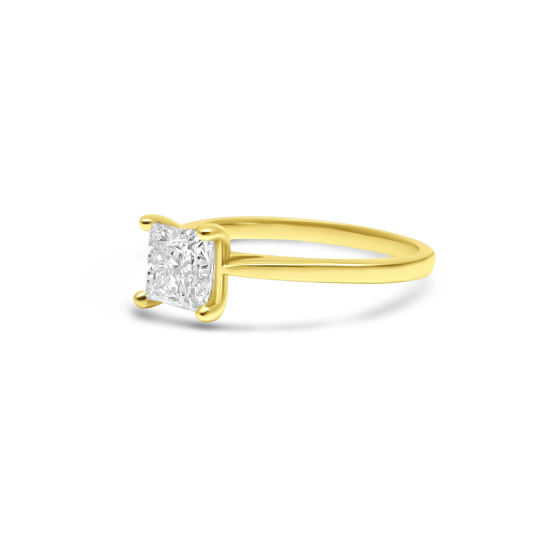 Yellow Gold & Princess Cut Ethical Diamond Ring 1.00ct